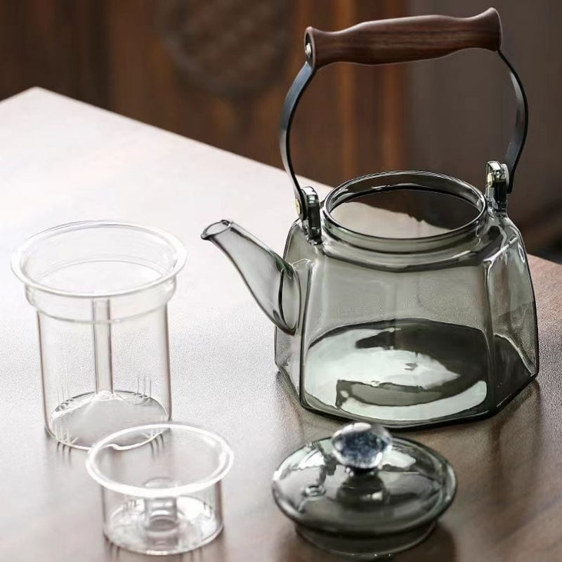 Walnut electric pottery stove household small tea maker glass kettle steaming teapot kung fu tea set