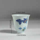 Four tone too blue and white bucket color flower butterfly master cup Jingdezhen Chinese tea tea cup hand-painted sample tea cup single cup