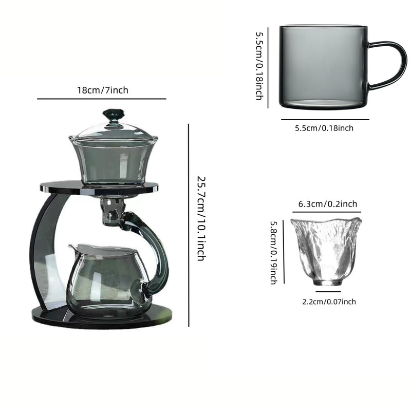 Smoke grey glass tea set Home magnetic office brewing teapot Lazy tea maker Kung Fu teapot