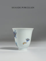 Four tone too blue and white bucket color flower butterfly master cup Jingdezhen Chinese tea tea cup hand-painted sample tea cup single cup