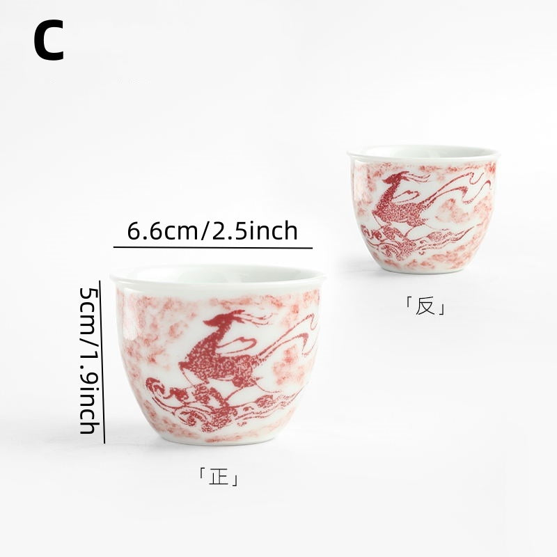 Less porcelain selected Dunhuang series rubbing master cup single cup Jingdezhen traditional tea tea cup manual sample tea cup