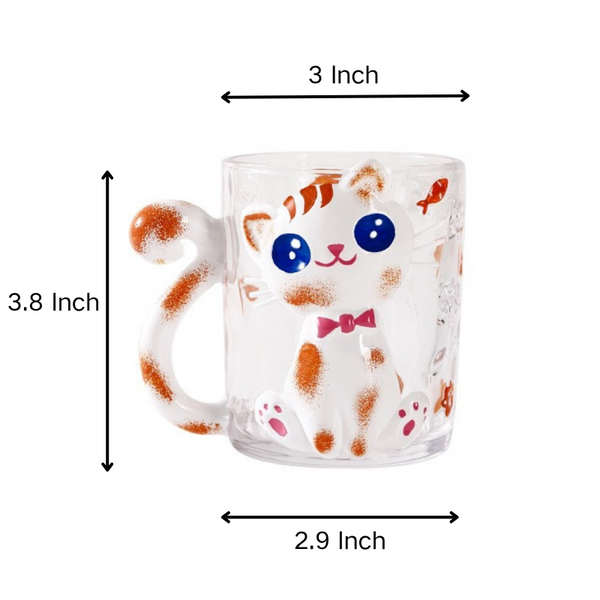 Cat Glass Cup Cartoon Coffee Mug Cute Teacup