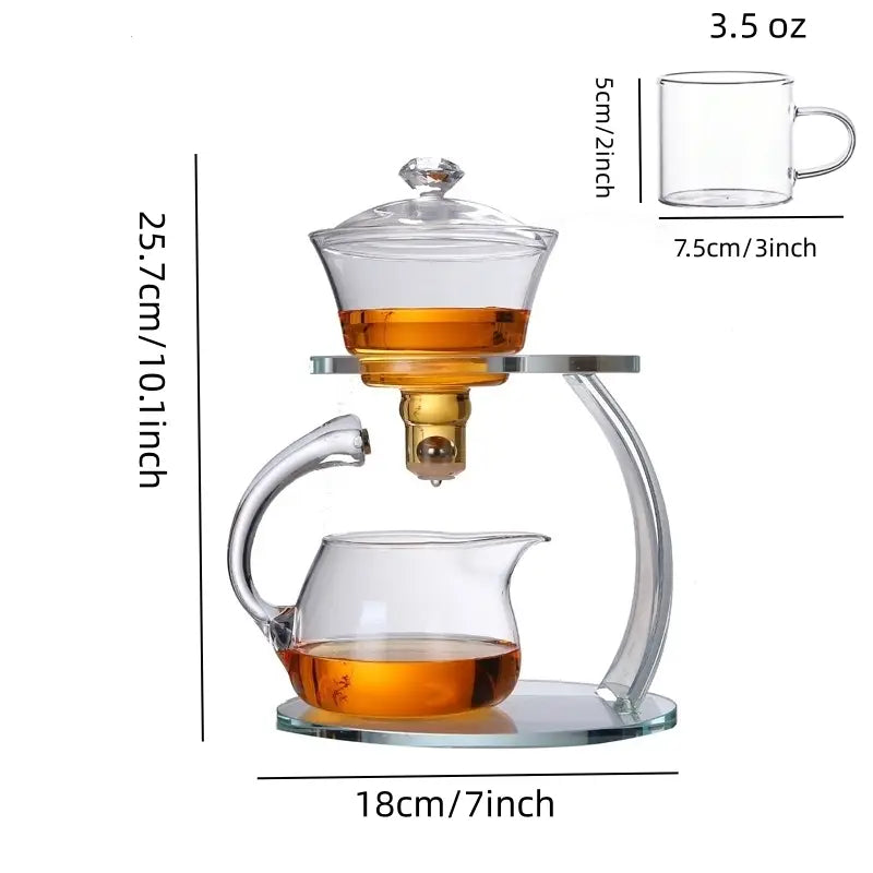 White glass tea set Home magnetic office brewing teapot Lazy tea maker Kung Fu teapot